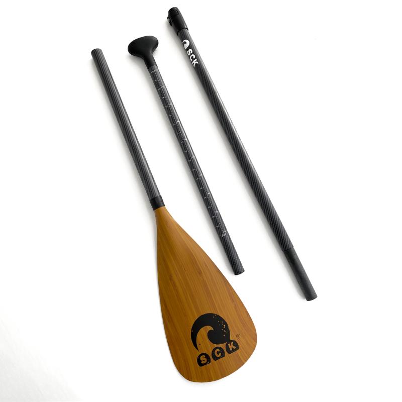 sup paddle fiberglass with carbon skin and bamboo blade